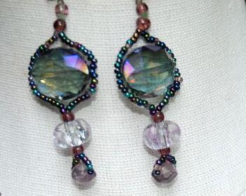 Iridescent AB Parure Color Change Chunky Beaded Set Earrings, choker, bracelet PRICE REDUCED!!