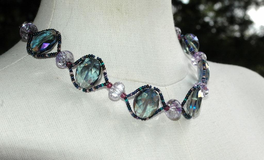 Iridescent AB Parure Color Change Chunky Beaded Set Earrings, choker, bracelet PRICE REDUCED!!