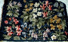 Fine Needlepoint Cushion Top Seat Cover for Footstool or Chair or Pillow - Antiuqe Floral Folk Art