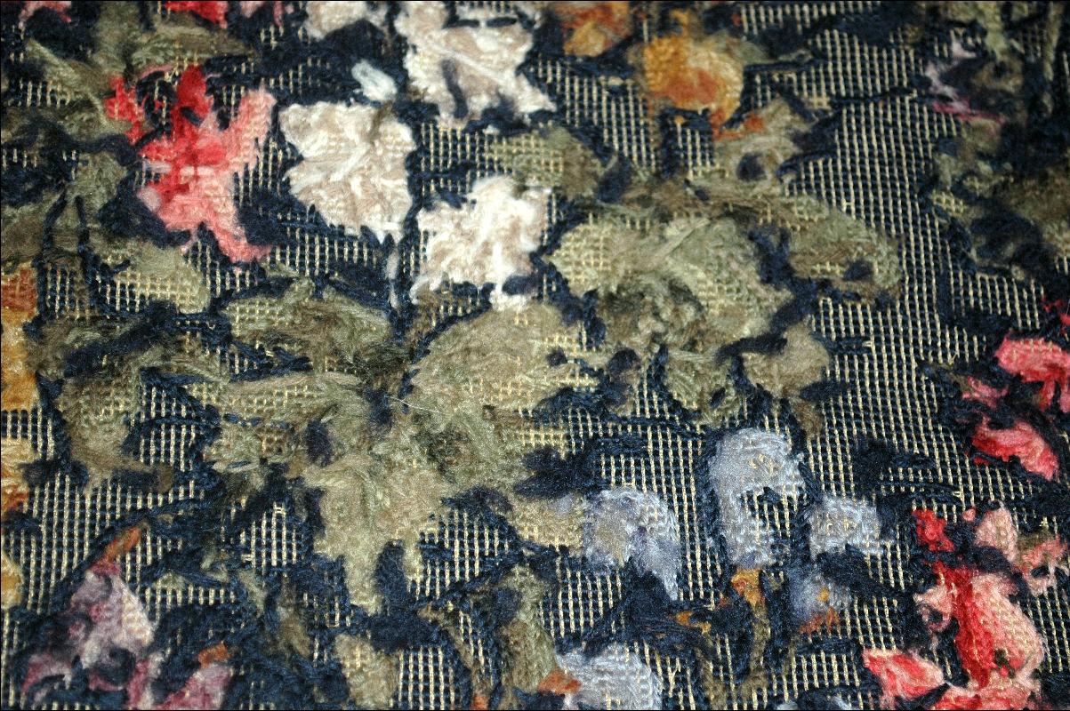 Fine Needlepoint Cushion Top Seat Cover for Footstool or Chair or Pillow - Antiuqe Floral Folk Art