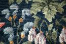 Fine Needlepoint Cushion Top Seat Cover for Footstool or Chair or Pillow - Antiuqe Floral Folk Art