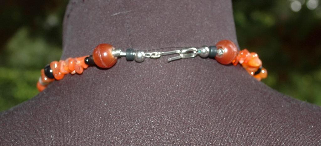 Carnelian Carved Maple Leaf & Old Trade Beads Necklace One of kind , hand crafted, original design