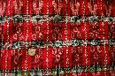Hand Woven Fabric from Verapaces Guatemala Ikat Red , Black, White with Metallic Threads Per Yard