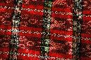 Hand Woven Fabric from Verapaces Guatemala Ikat Red , Black, White with Metallic Threads Per Yard