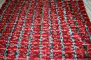 Hand Woven Fabric from Verapaces Guatemala Ikat Red , Black, White with Metallic Threads Per Yard