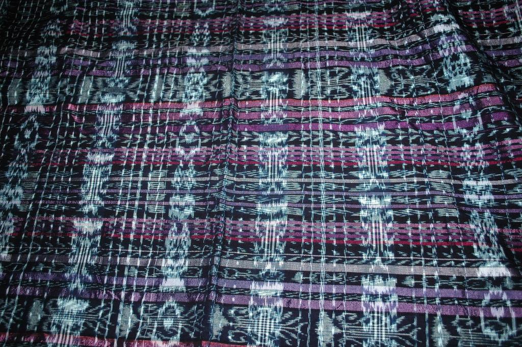 Ikat Frabric Purple Black and White Hand Woven in Guatemala Alta Verapaz Region Purple and black Per Yard