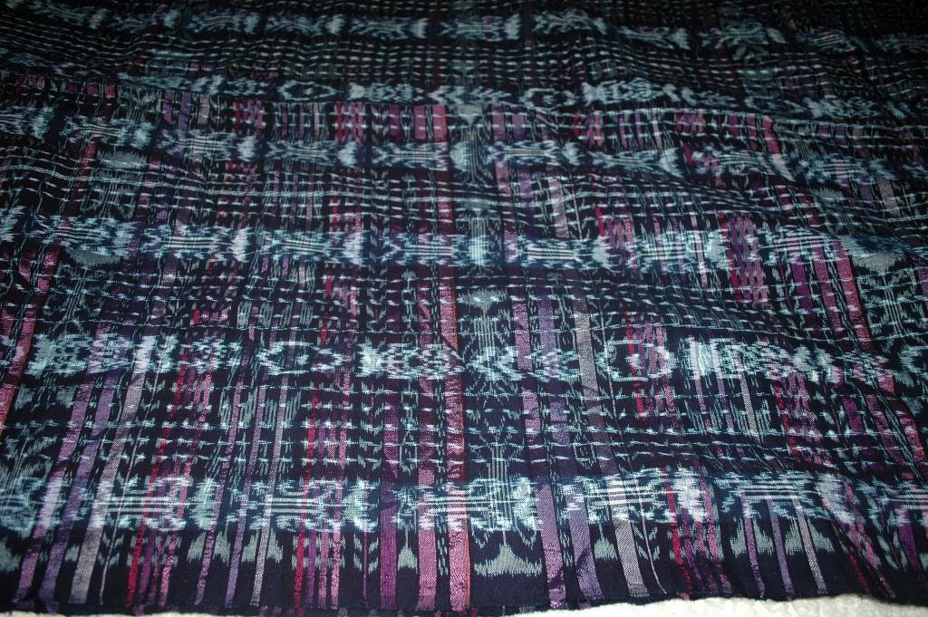 Ikat Frabric Purple Black and White Hand Woven in Guatemala Alta Verapaz Region Purple and black Per Yard
