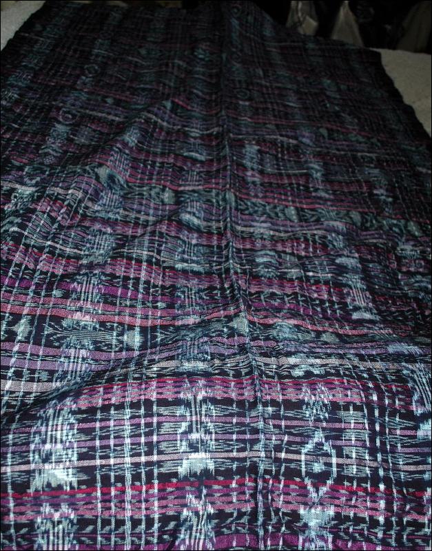 Ikat Frabric Purple Black and White Hand Woven in Guatemala Alta Verapaz Region Purple and black Per Yard