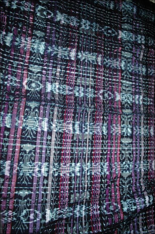 Ikat Frabric Purple Black and White Hand Woven in Guatemala Alta Verapaz Region Purple and black Per Yard