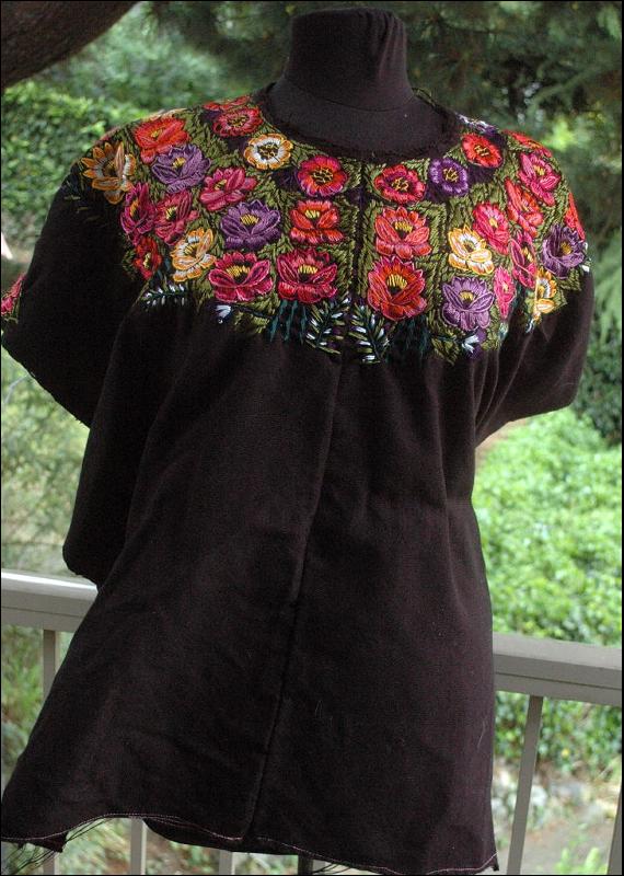 Huipil from Quetzaltenango Region of Guatemala Hand Woven and Embroidered