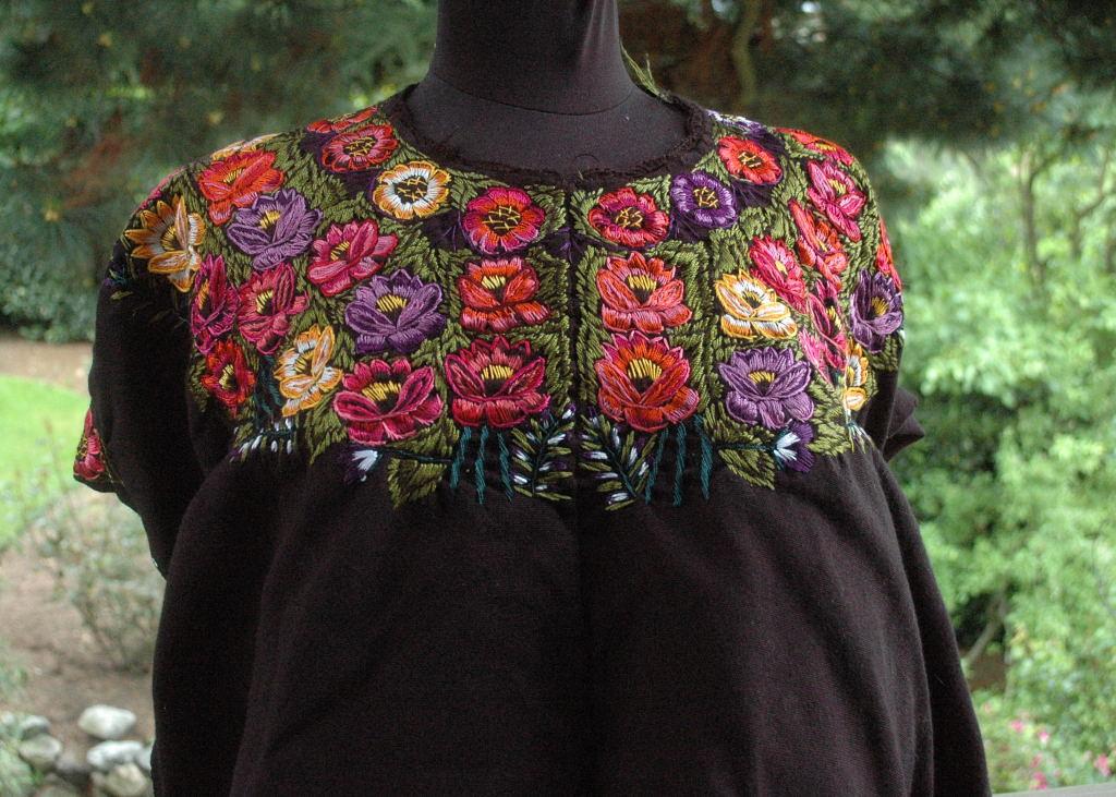 Huipil from Quetzaltenango Region of Guatemala Hand Woven and Embroidered