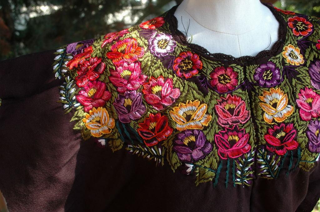 Huipil from Quetzaltenango Region of Guatemala Hand Woven and Embroidered
