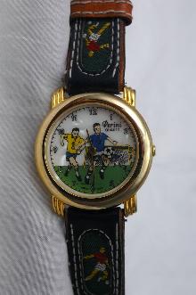 Soccer Team Wrist Watch with Rotating Soccer Ball