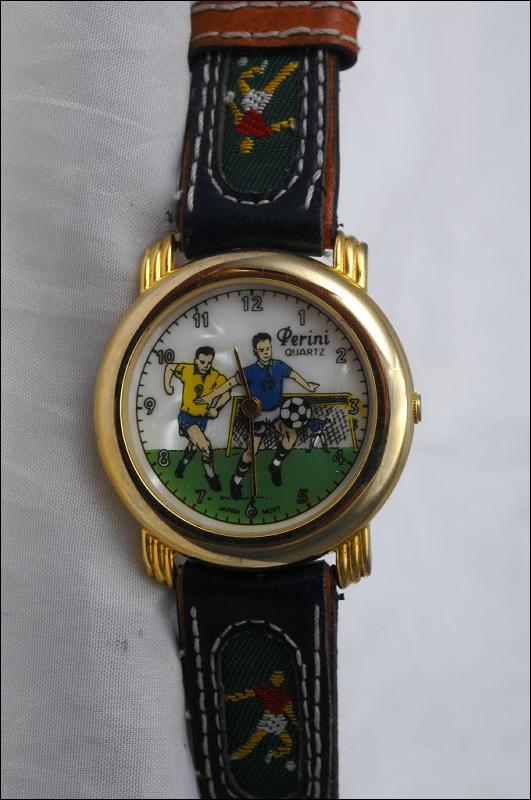 Soccer Team Wrist Watch with Rotating Soccer Ball