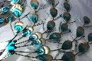Hammered , Painted Tin Peacocks Wall Art , Retro Vintage