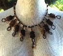 Hand Crafted One of Kind Fire Agate Stones and Beads Necklace Exotic Tribal Bib Design
