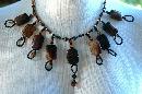 Hand Crafted One of Kind Fire Agate Stones and Beads Necklace Exotic Tribal Bib Design