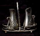 Silver Plated Swan Salt Pepper Shakers with Basket Caddy