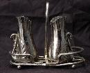Silver Plated Swan Salt Pepper Shakers with Basket Caddy