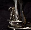 Silver Plated Swan Salt Pepper Shakers with Basket Caddy