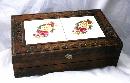 Carved Wood and Rose Tile Storage Box, Mexican Folk Art