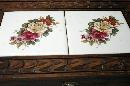 Carved Wood and Rose Tile Storage Box, Mexican Folk Art