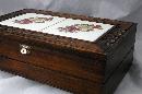 Carved Wood and Rose Tile Storage Box, Mexican Folk Art