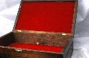 Carved Wood and Rose Tile Storage Box, Mexican Folk Art