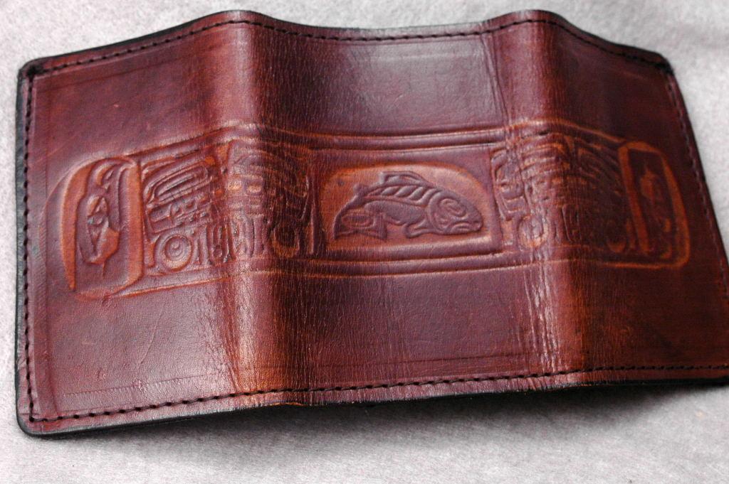 N.W. Native American Leather Tri Fold Wallet