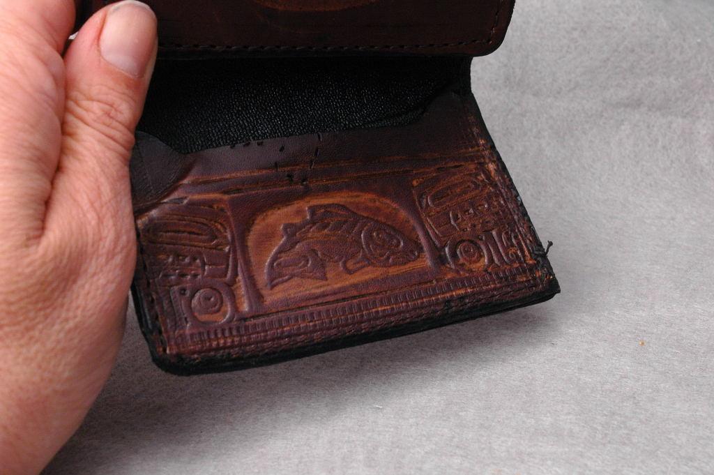 N.W. Native American Leather Tri Fold Wallet