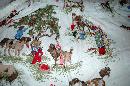 Barkcloth Drapery Fabric Panel, Children, Nursery Theme Ponies Apple Trees, Boys and Girls