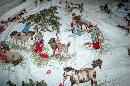 Barkcloth Drapery Fabric Panel, Children, Nursery Theme Ponies Apple Trees, Boys and Girls