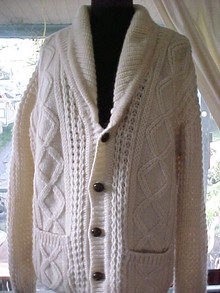 Authentic Wool Irish Fisherman's Knit Cardigan Sweater