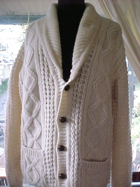Authentic Wool Irish Fisherman's Knit Cardigan Sweater