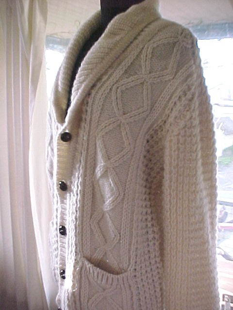 Authentic Wool Irish Fisherman's Knit Cardigan Sweater