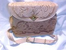 Vintage Blonde Tooled Leather Purse Roses