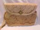 Vintage Blonde Tooled Leather Purse Roses
