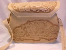 Vintage Blonde Tooled Leather Purse Roses