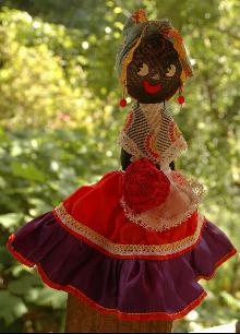Caribbean Folk Art Hand Crafted Black Cloth Doll Souvenir