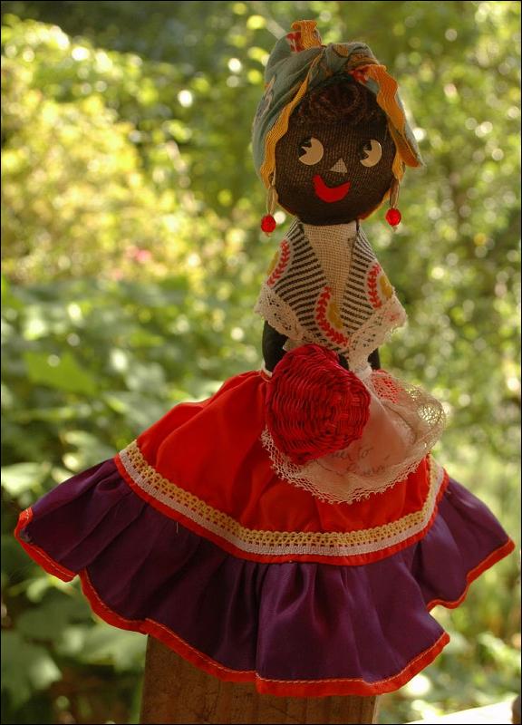 Caribbean Folk Art Hand Crafted Black Cloth Doll Souvenir