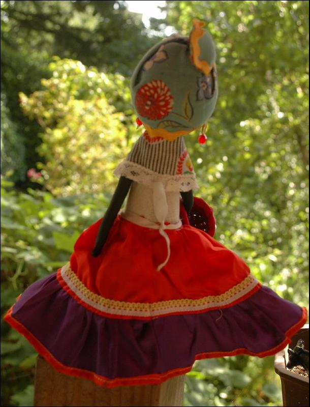 Caribbean Folk Art Hand Crafted Black Cloth Doll Souvenir