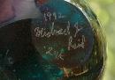 24K Gold Embeded Art Glass Paper Weight, Signed dated Michael J. Reid 1992