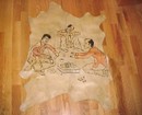 Painted Leather Sheepksin of Asian Men Smoking