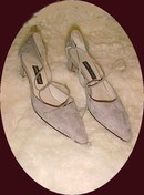 Ann Klein Beige Suede Pumps with Ankle straps 8