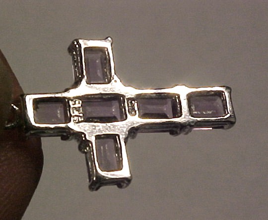 Amethyst & Sterling Crucifix Pendant & Chain