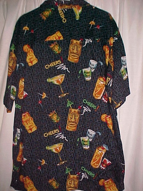 Tiki Bar Cocktail Shirt 100 % Rayon Size Med *PRICE REDUCTION*