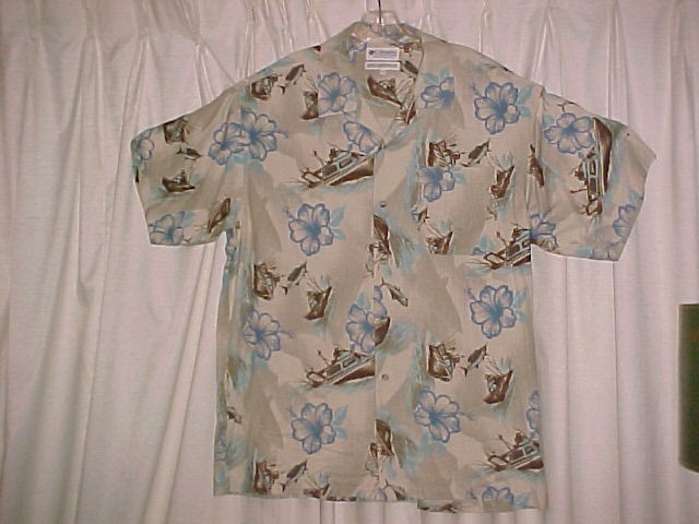 Hawaiian Fishing Charter Print Silk Shirt By