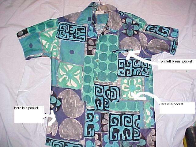 Go Baretoof in Paradise Shirt Mod Tiki Hawaiian Shirt -MED 3 front pockets!