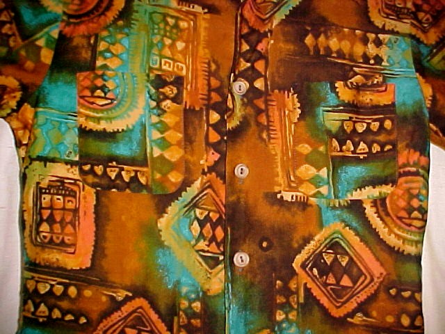 Retro J.C. Penny's Hawaii Mod Tapa Print Shirt