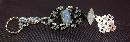 Goth Heart Keychain, Beaded Key Chain of Fire Agate, Glass with Silver Cross